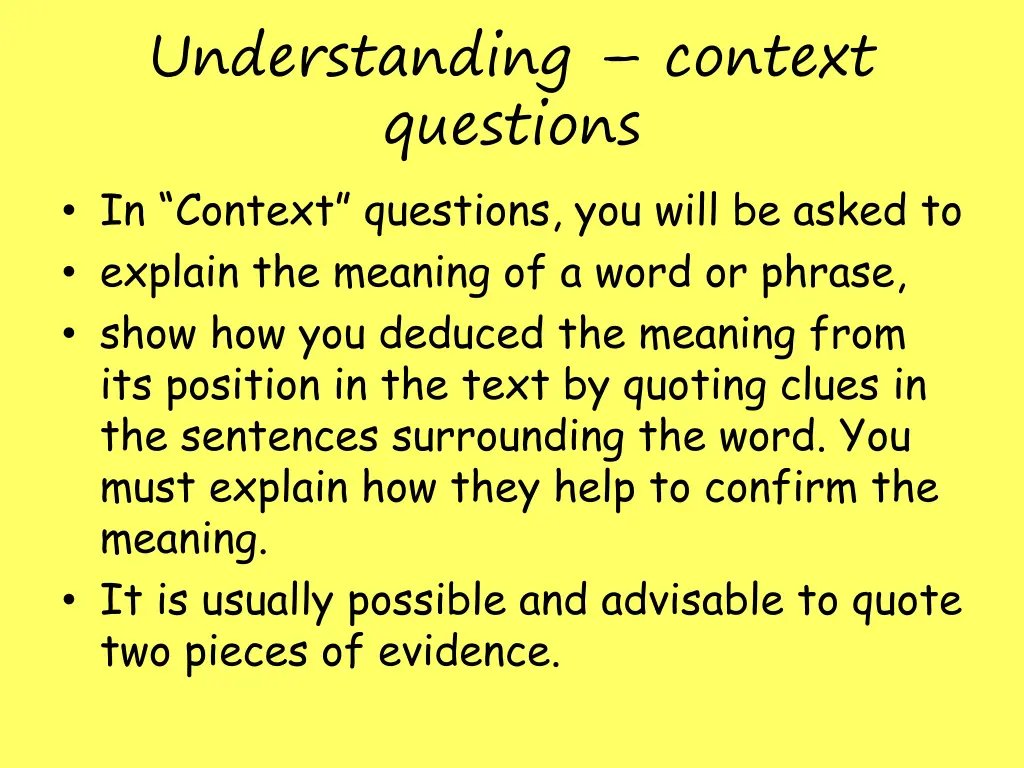 understanding context questions in context