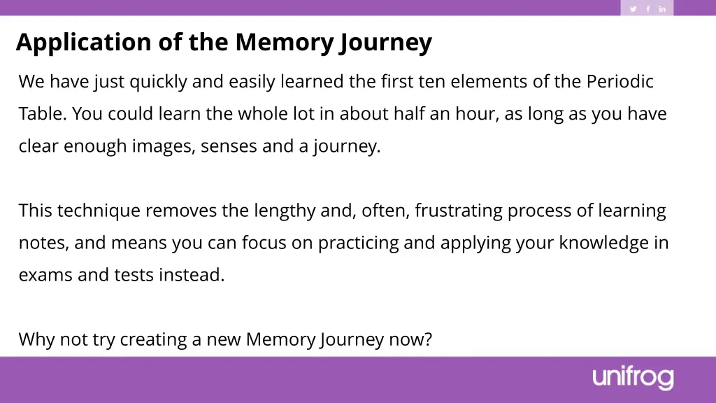 application of the memory journey