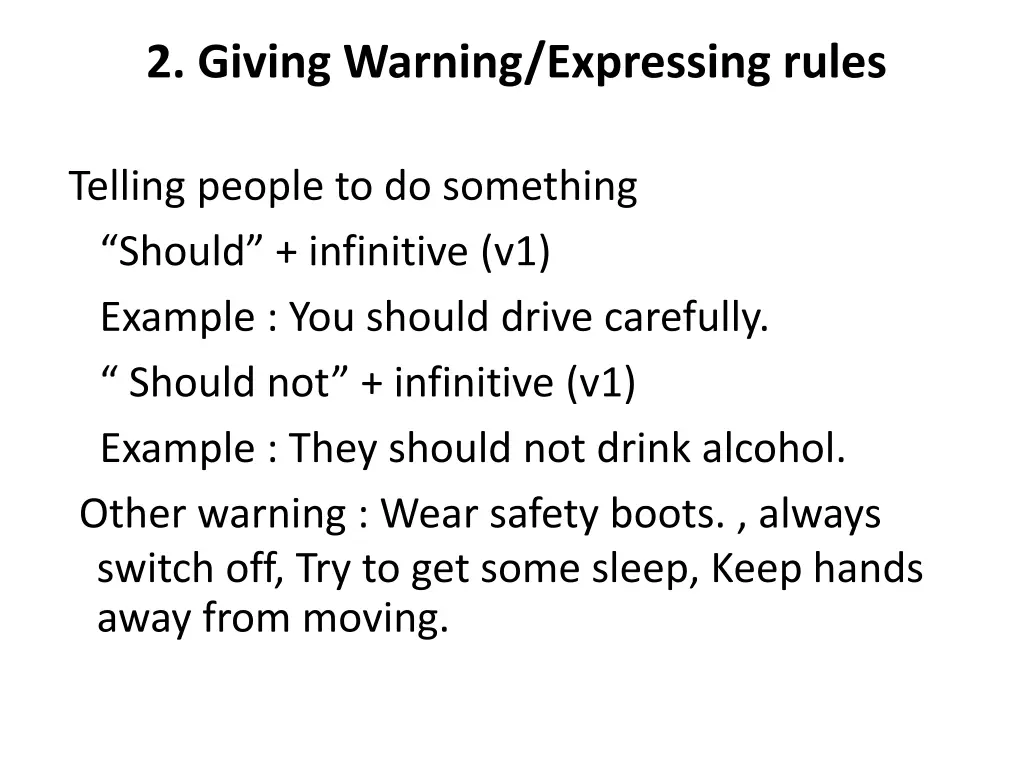 2 giving warning expressing rules