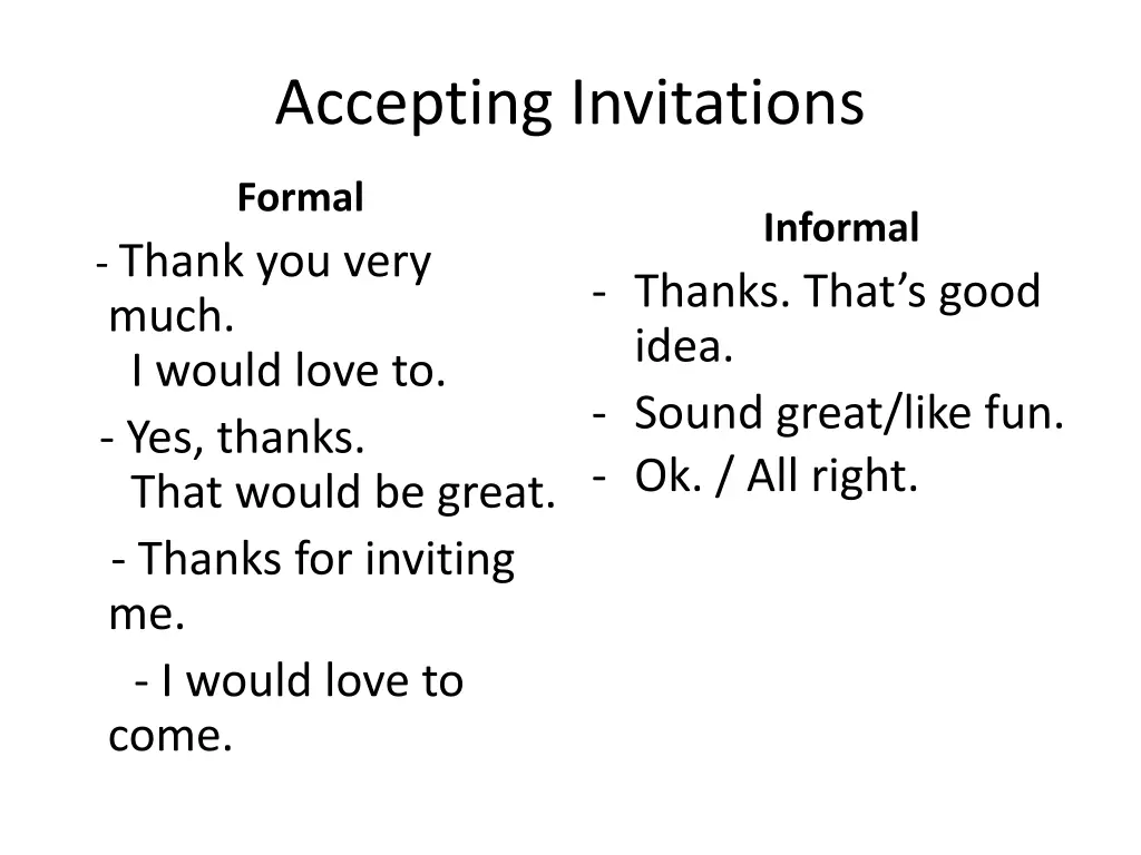 accepting invitations