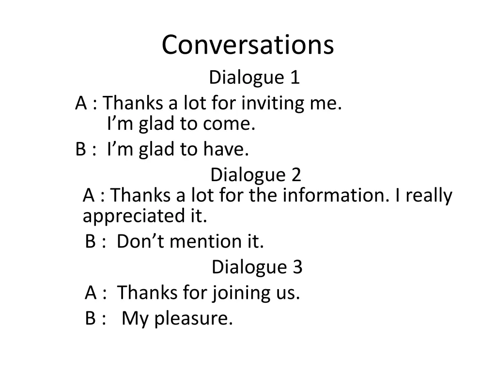 conversations dialogue 1 a thanks