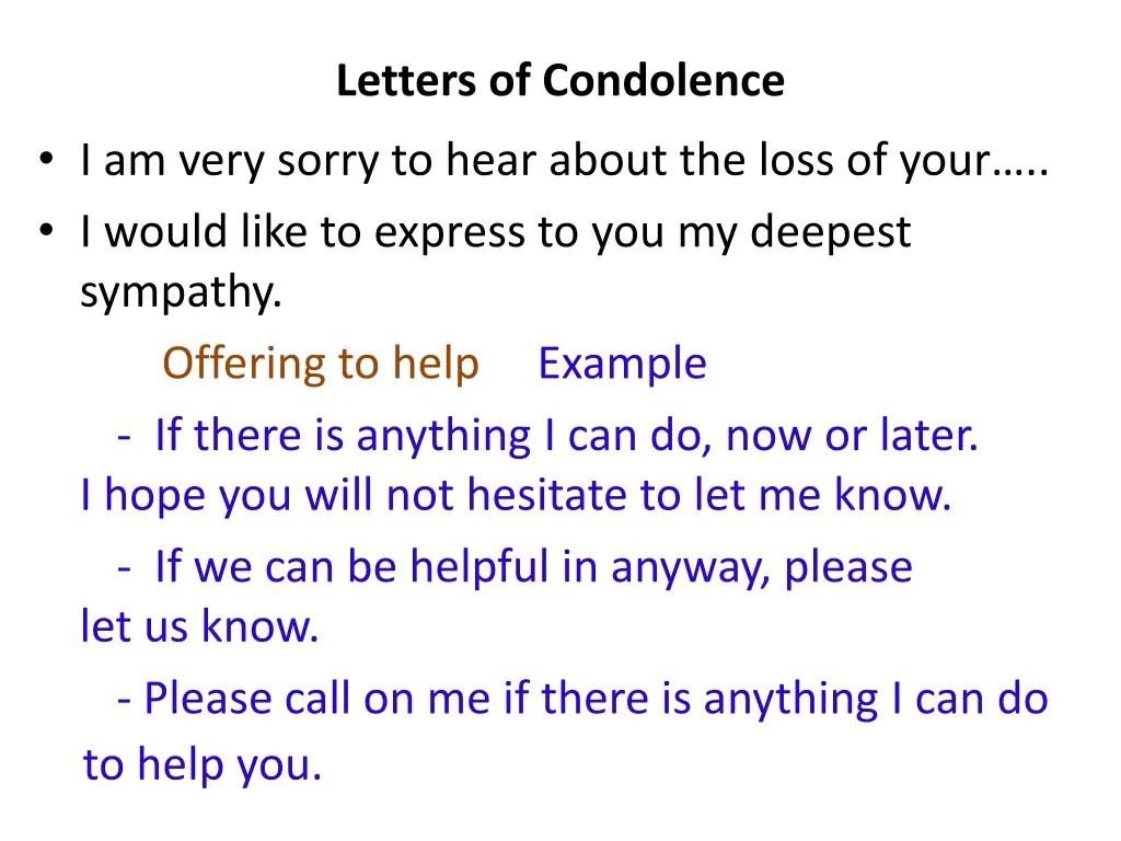 letters of condolence