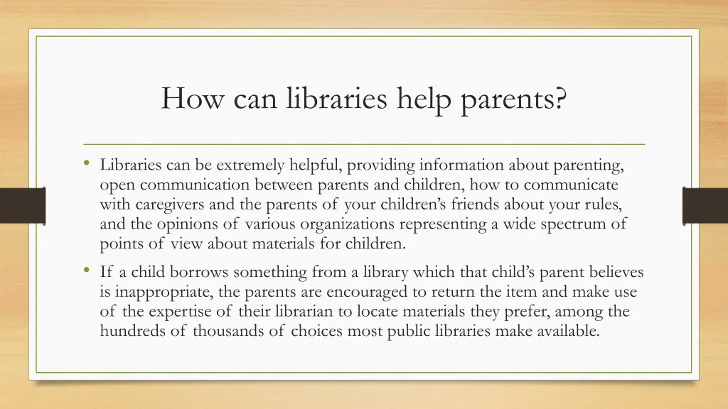 how can libraries help parents