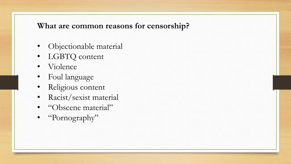 what are common reasons for censorship