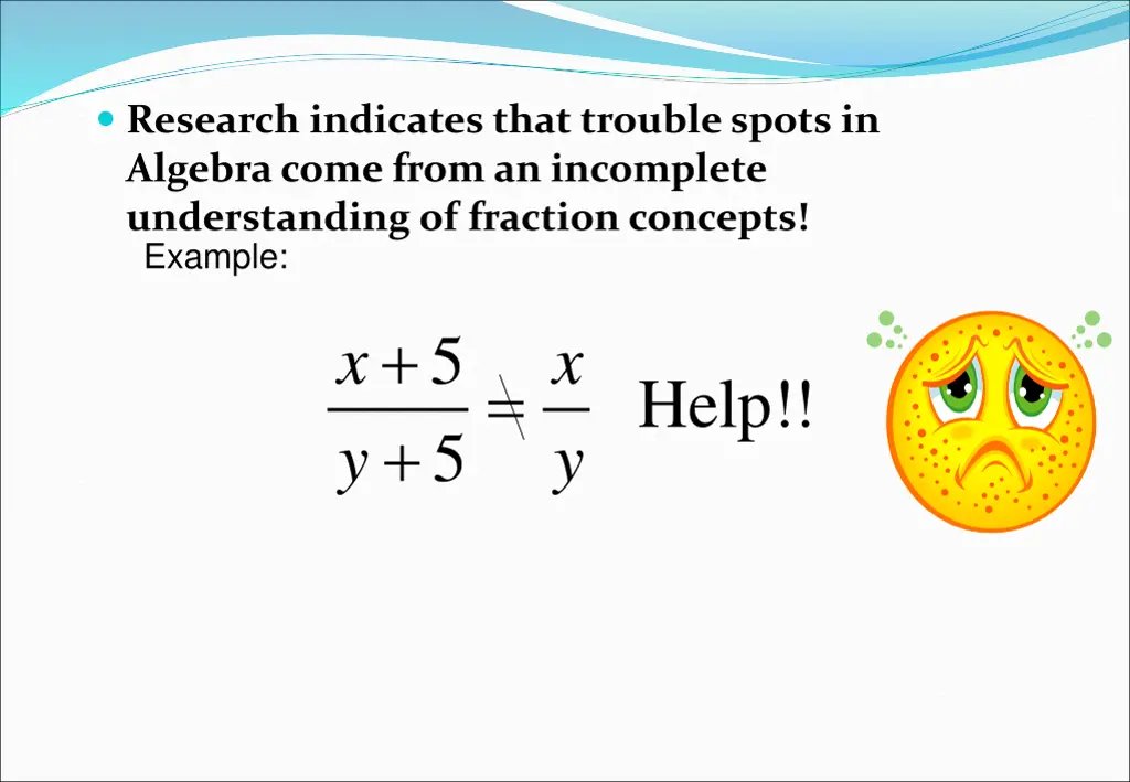 research indicates that trouble spots in algebra