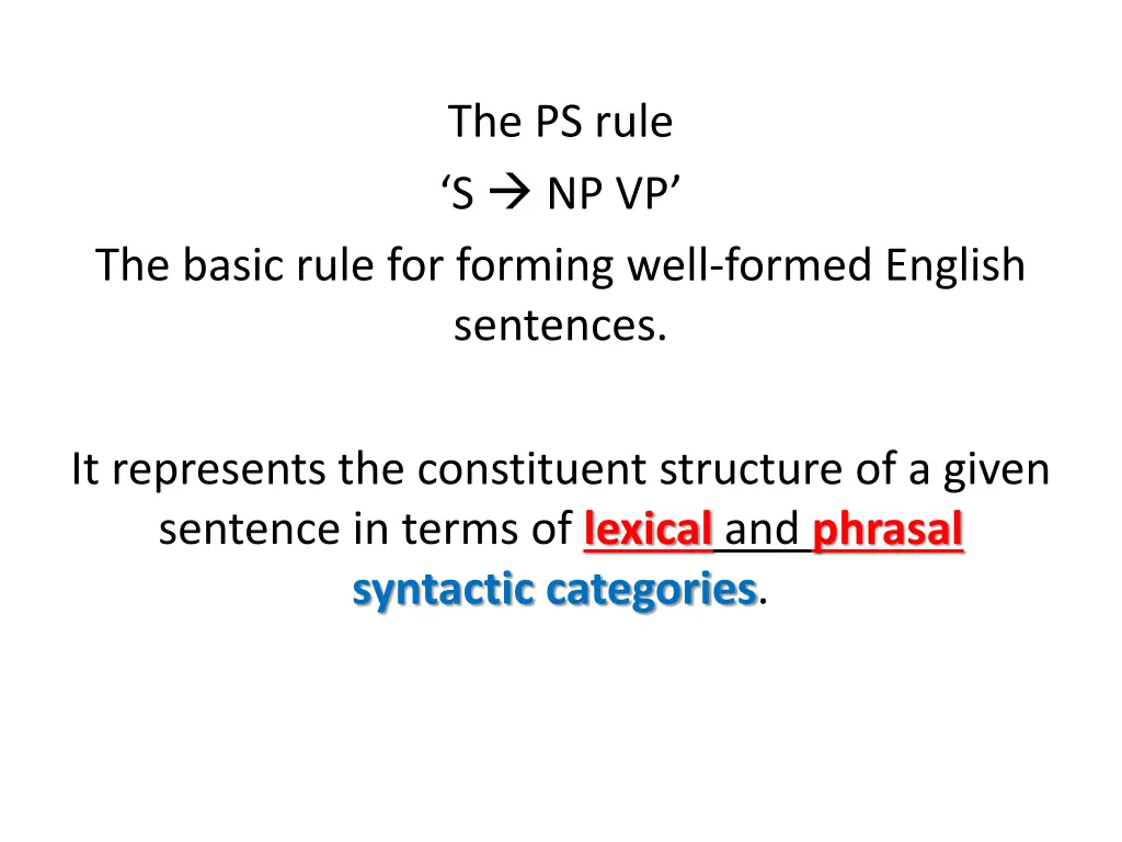 the ps rule s np vp