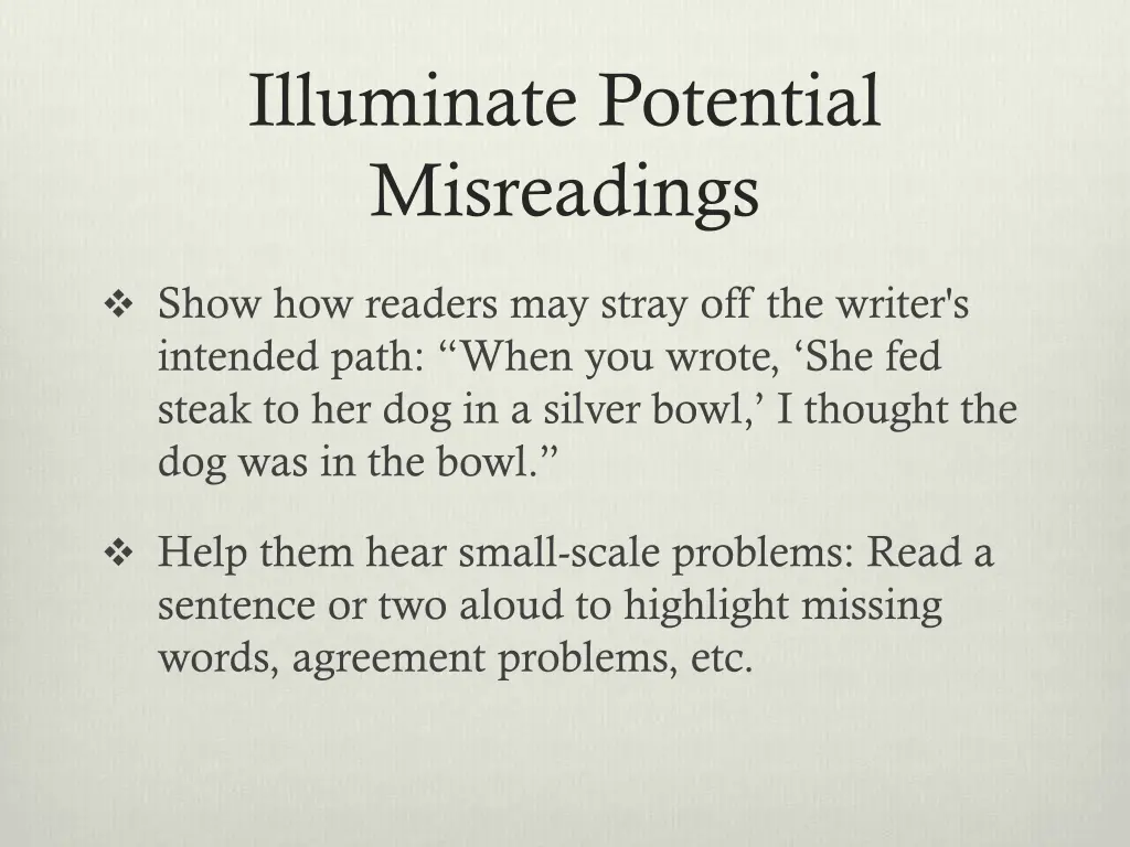 illuminate potential misreadings