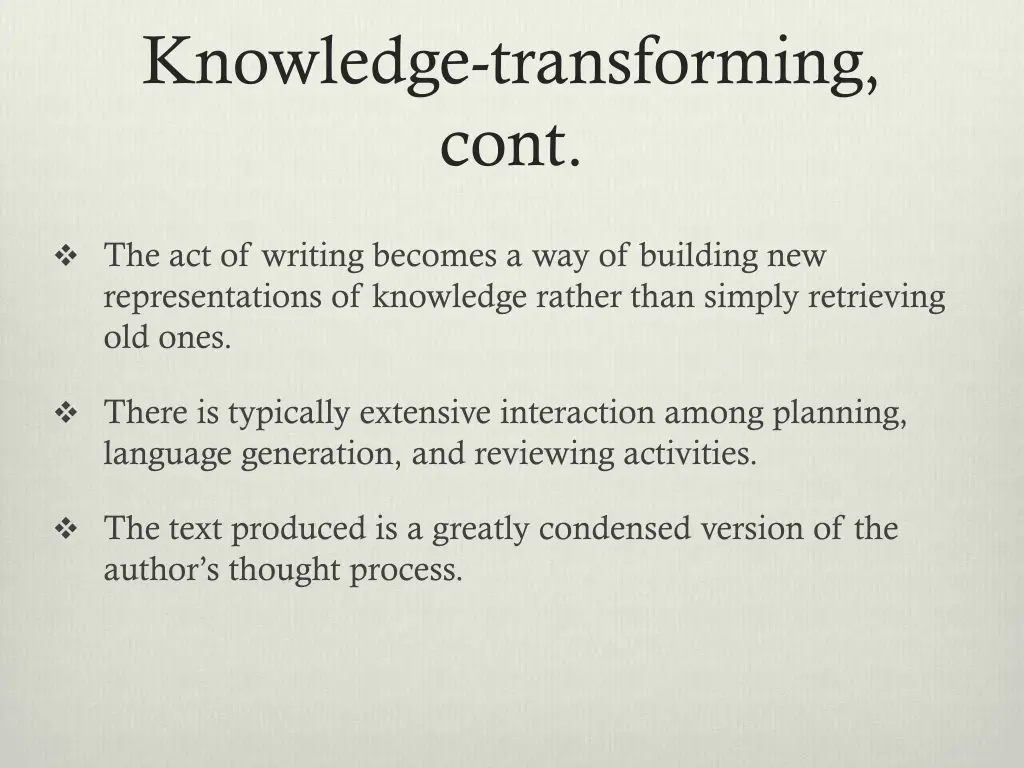 knowledge transforming cont