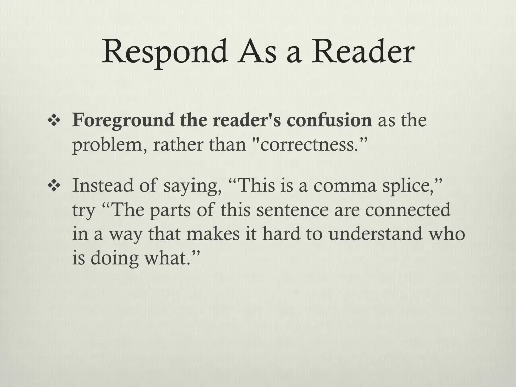 respond as a reader