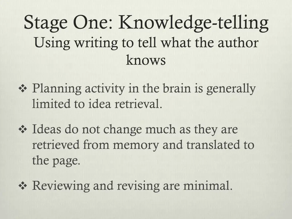 stage one knowledge telling using writing to tell