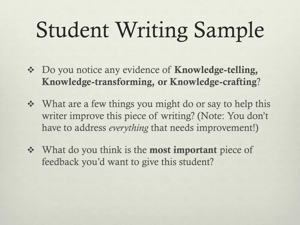 student writing sample