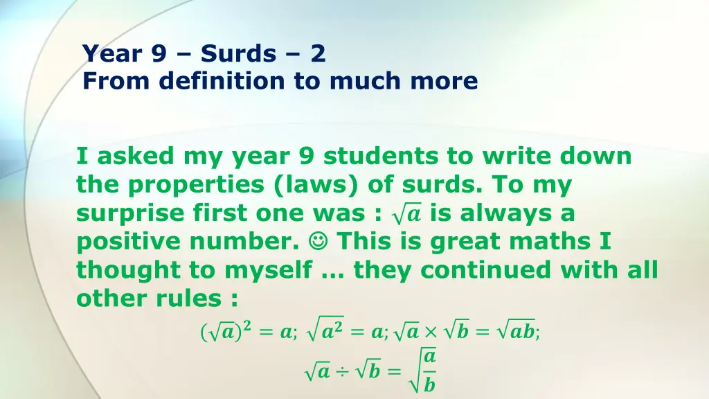 year 9 surds 2 from definition to much more