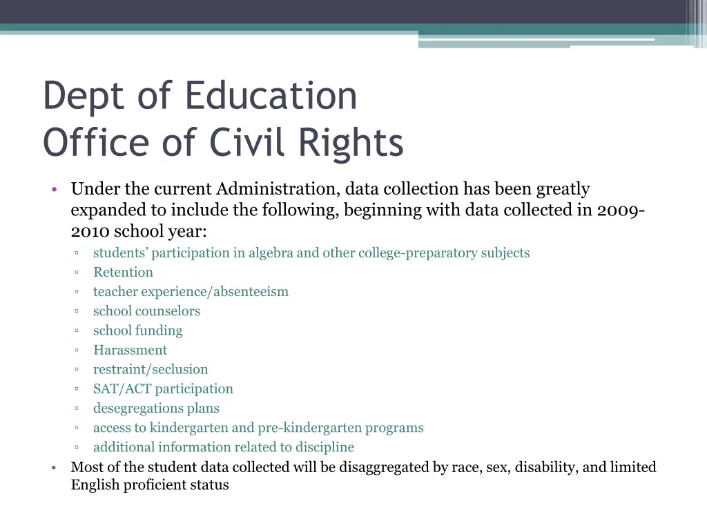 dept of education office of civil rights