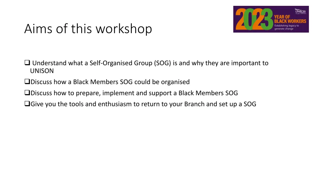 aims of this workshop