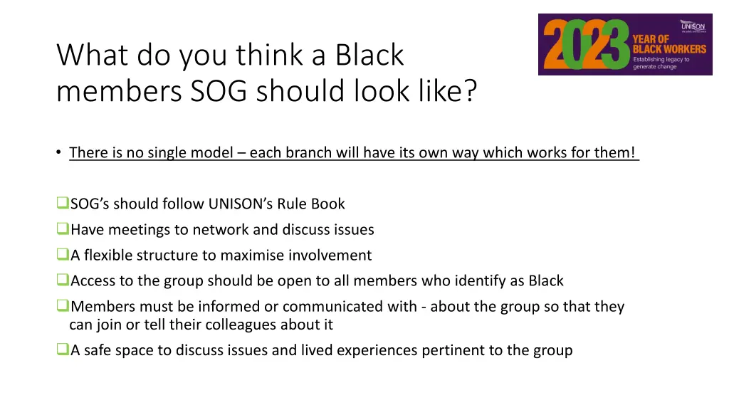 what do you think a black members sog should look