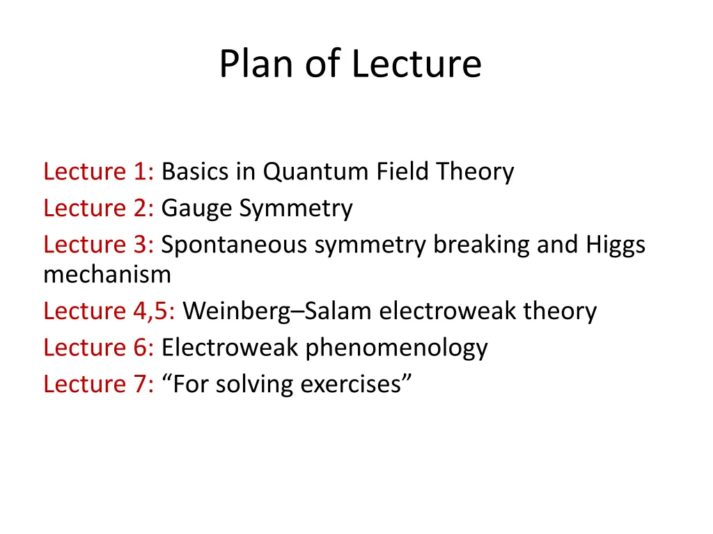 plan of lecture