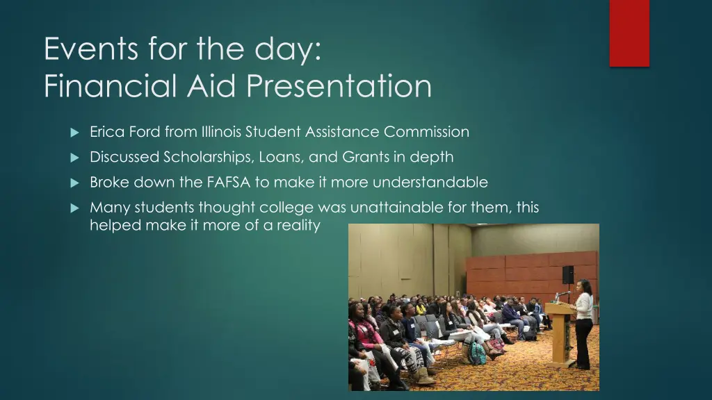 events for the day financial aid presentation