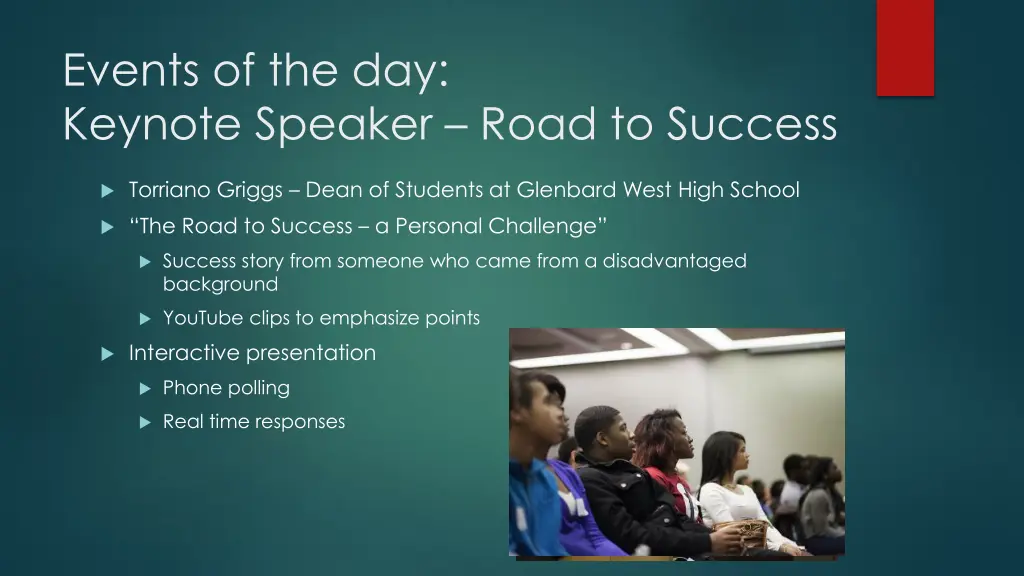 events of the day keynote speaker road to success