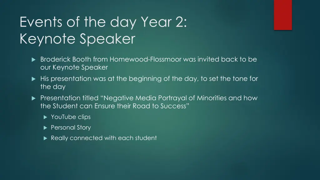 events of the day year 2 keynote speaker