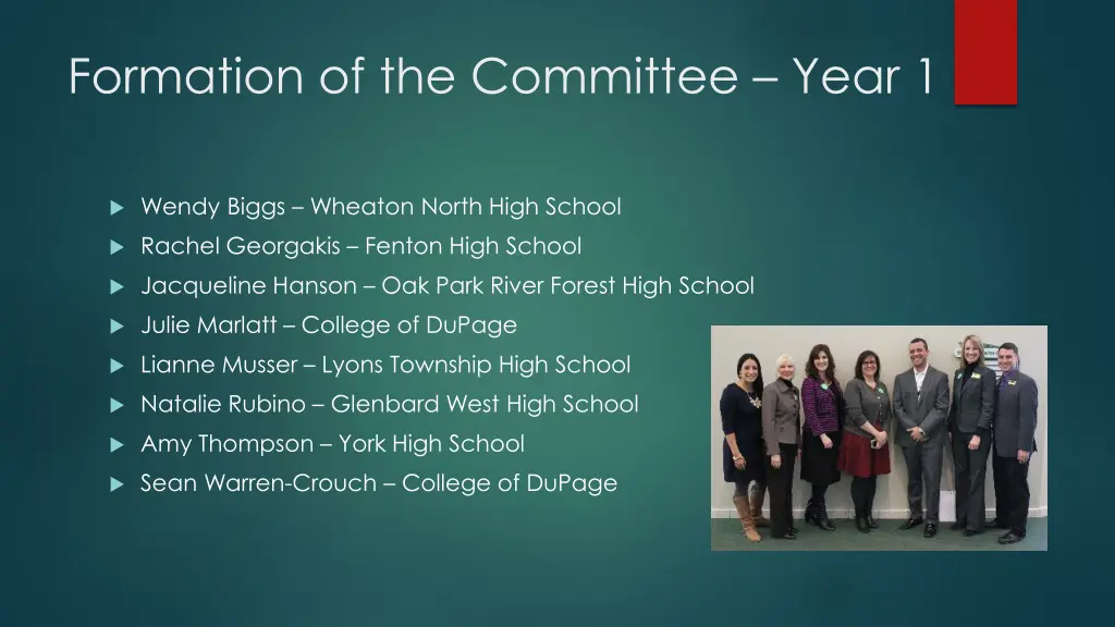 formation of the committee year 1