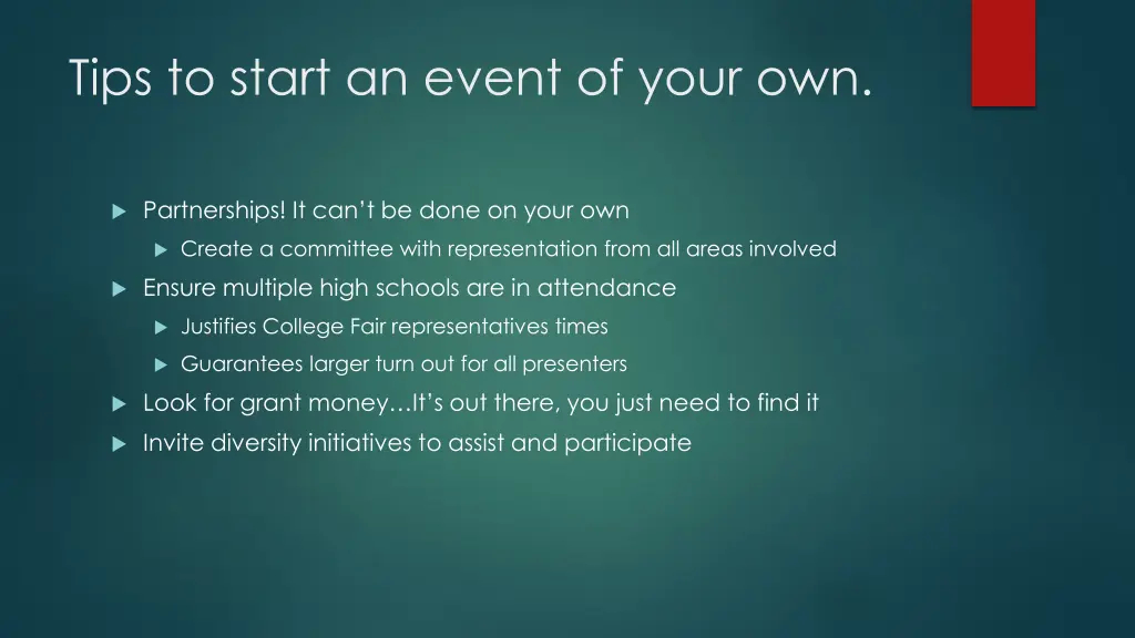 tips to start an event of your own