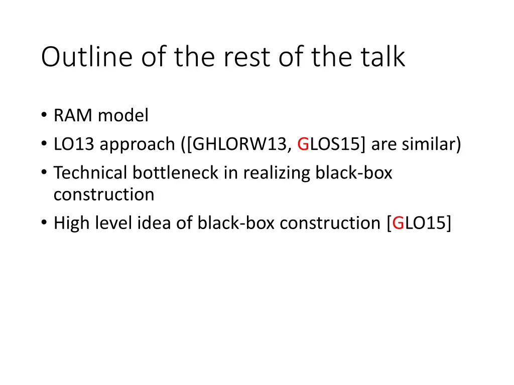 outline of the rest of the talk