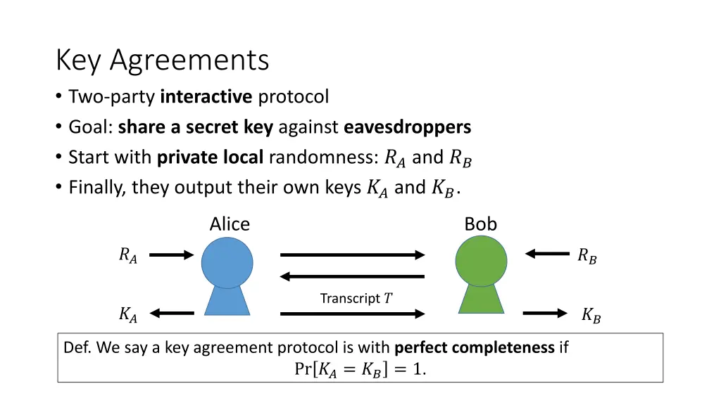 key agreements two party interactive protocol