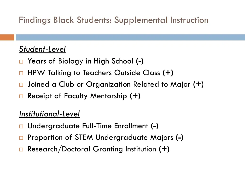 findings black students supplemental instruction