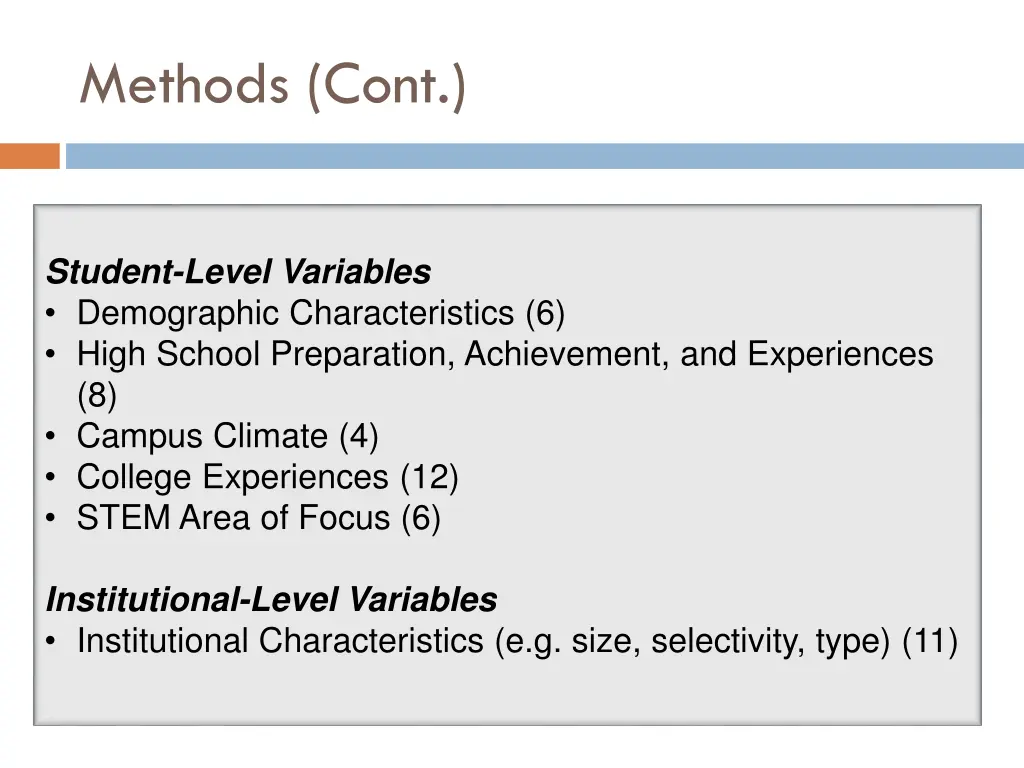 methods cont