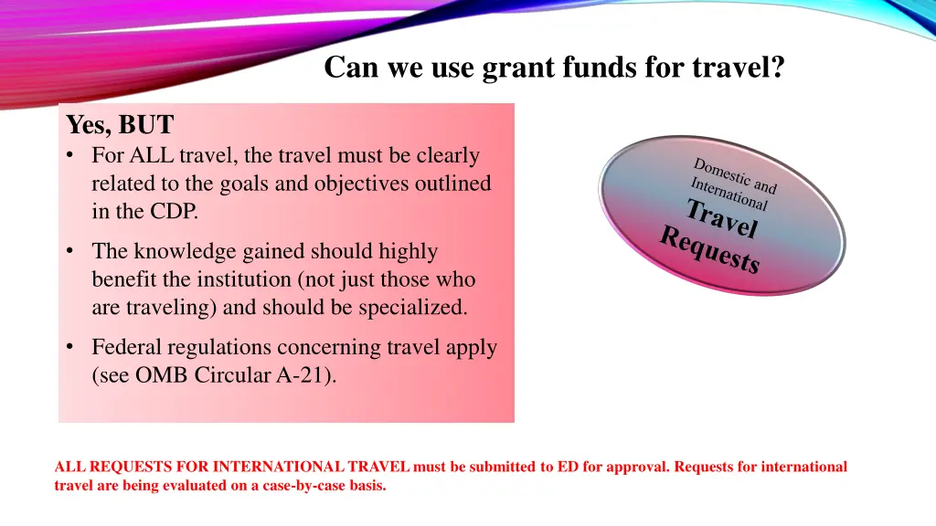 can we use grant funds for travel