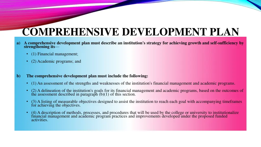 comprehensive development plan