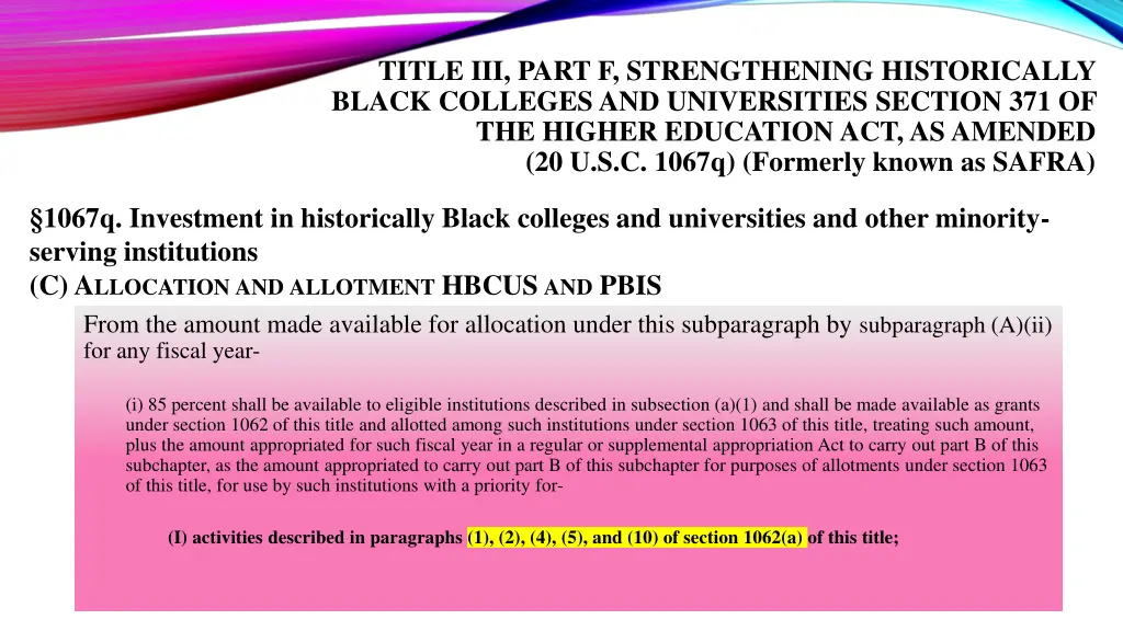 title iii part f strengthening historically black