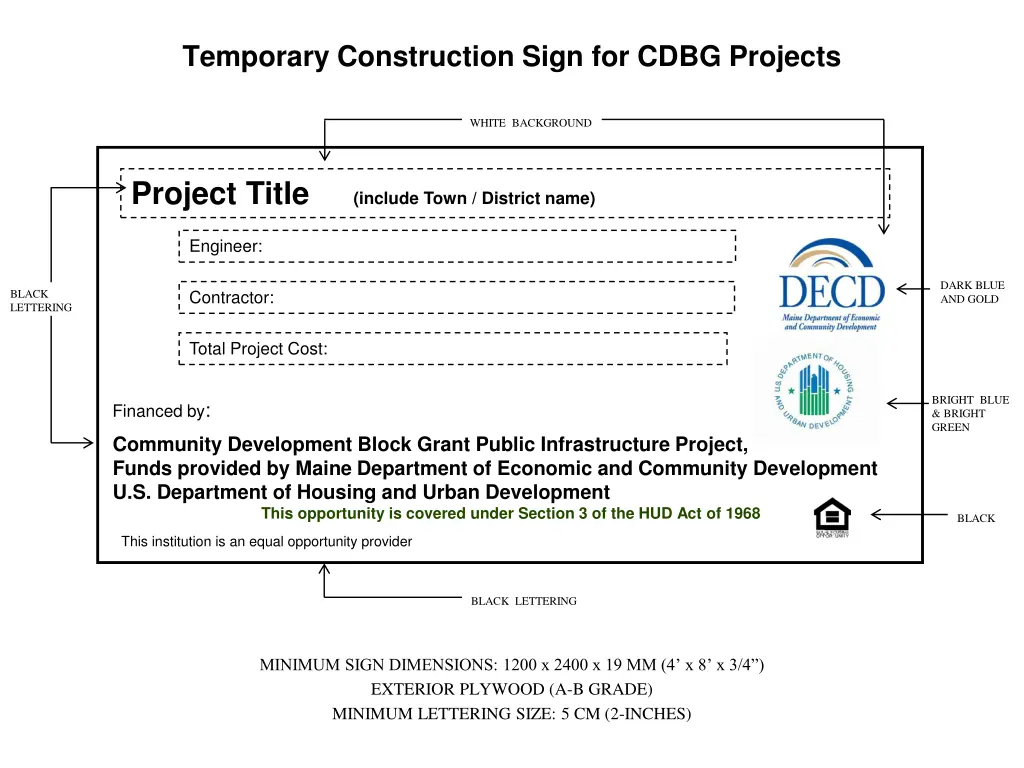 temporary construction sign for cdbg projects