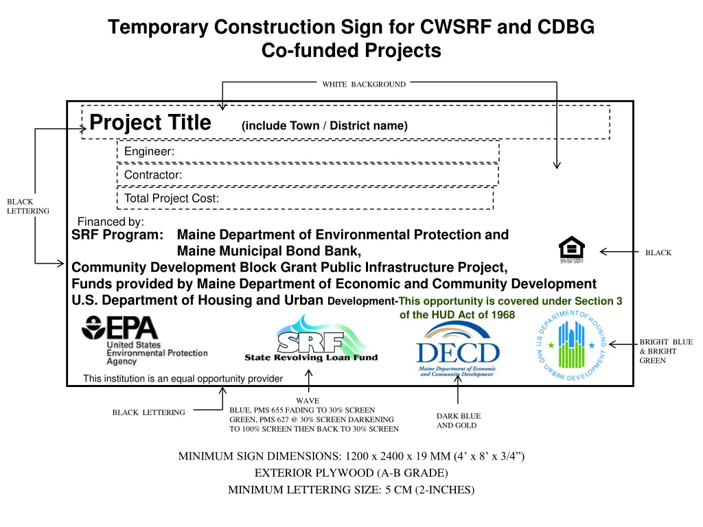 temporary construction sign for cwsrf and cdbg