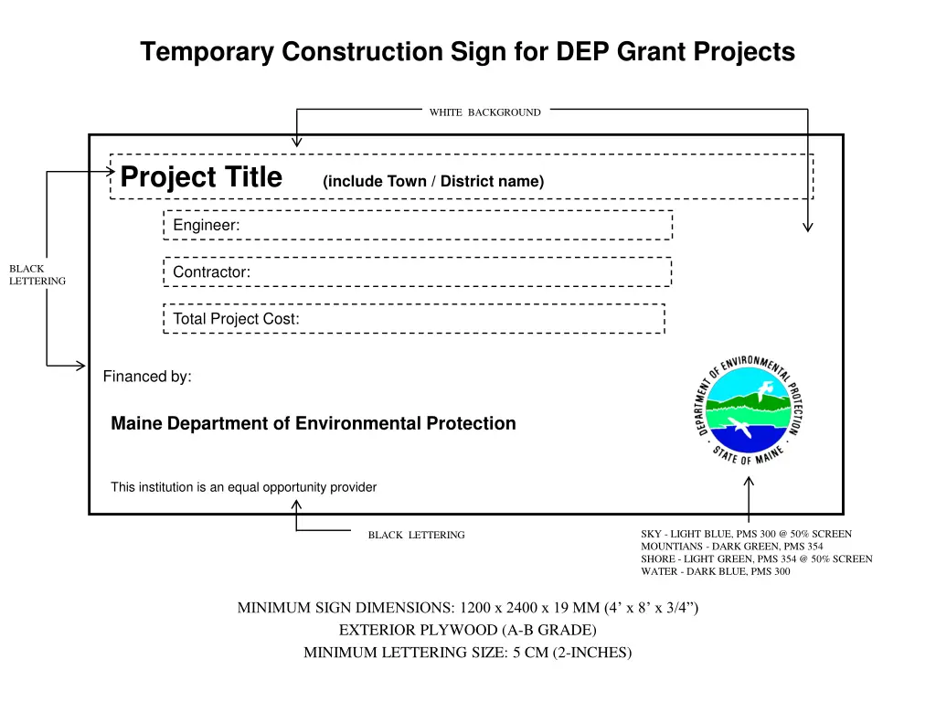 temporary construction sign for dep grant projects