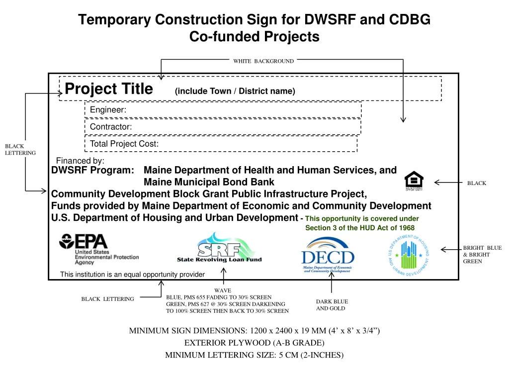 temporary construction sign for dwsrf and cdbg