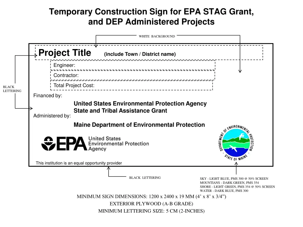 temporary construction sign for epa stag grant