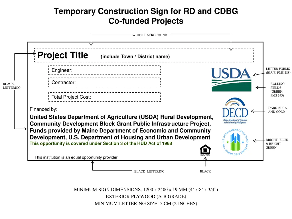 temporary construction sign for rd and cdbg