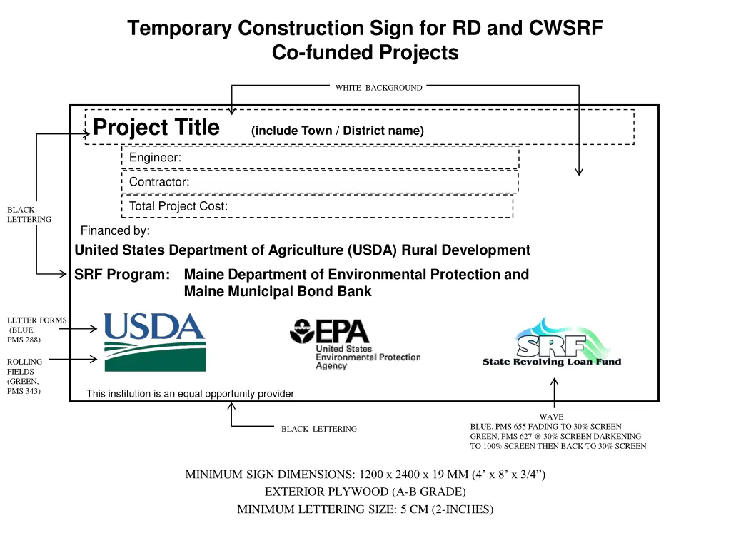 temporary construction sign for rd and cwsrf