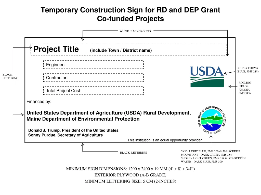 temporary construction sign for rd and dep grant