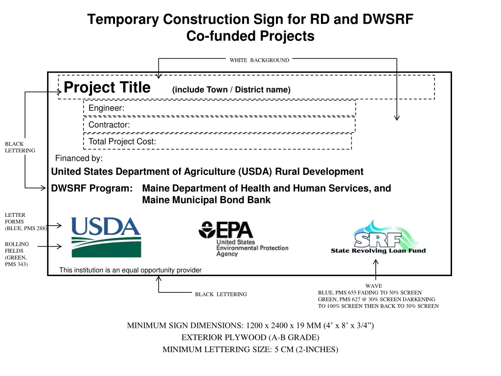 temporary construction sign for rd and dwsrf