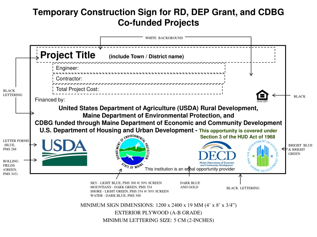 temporary construction sign for rd dep grant