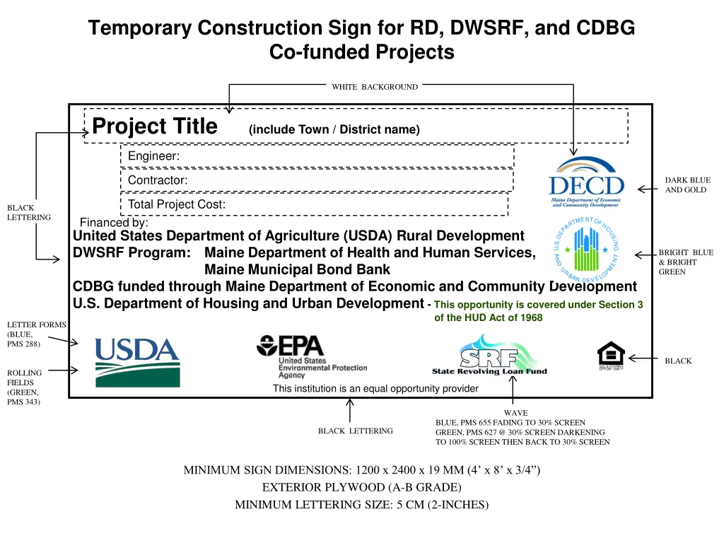 temporary construction sign for rd dwsrf and cdbg