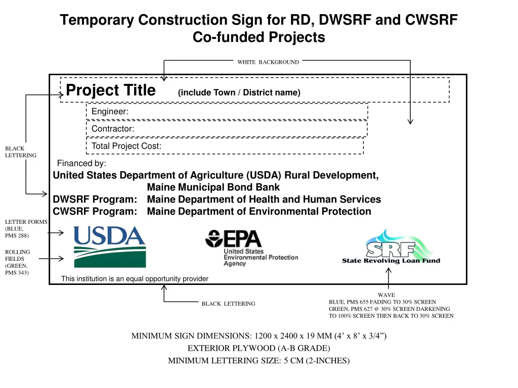 temporary construction sign for rd dwsrf