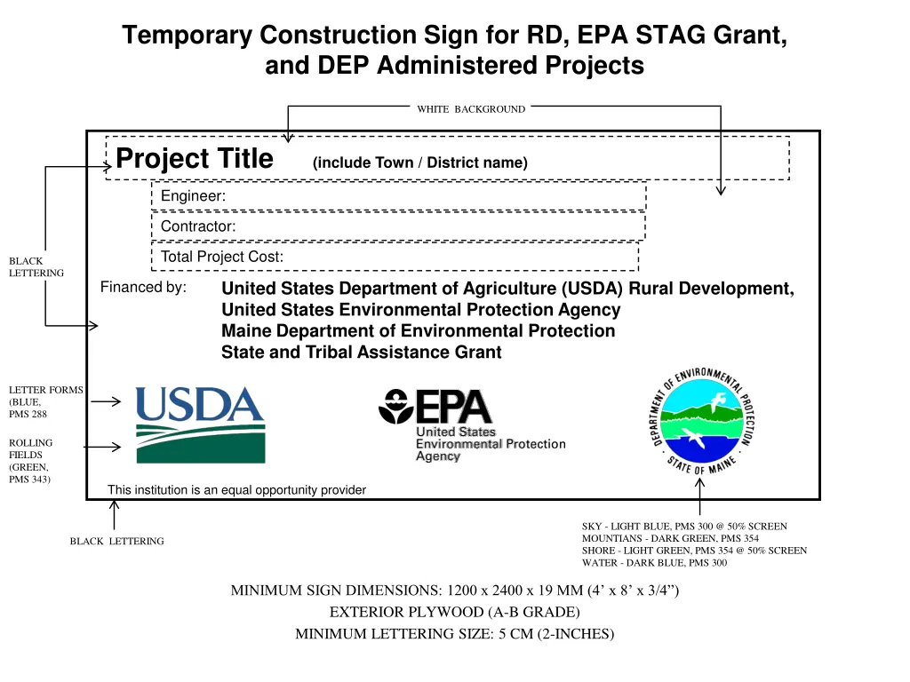 temporary construction sign for rd epa stag grant