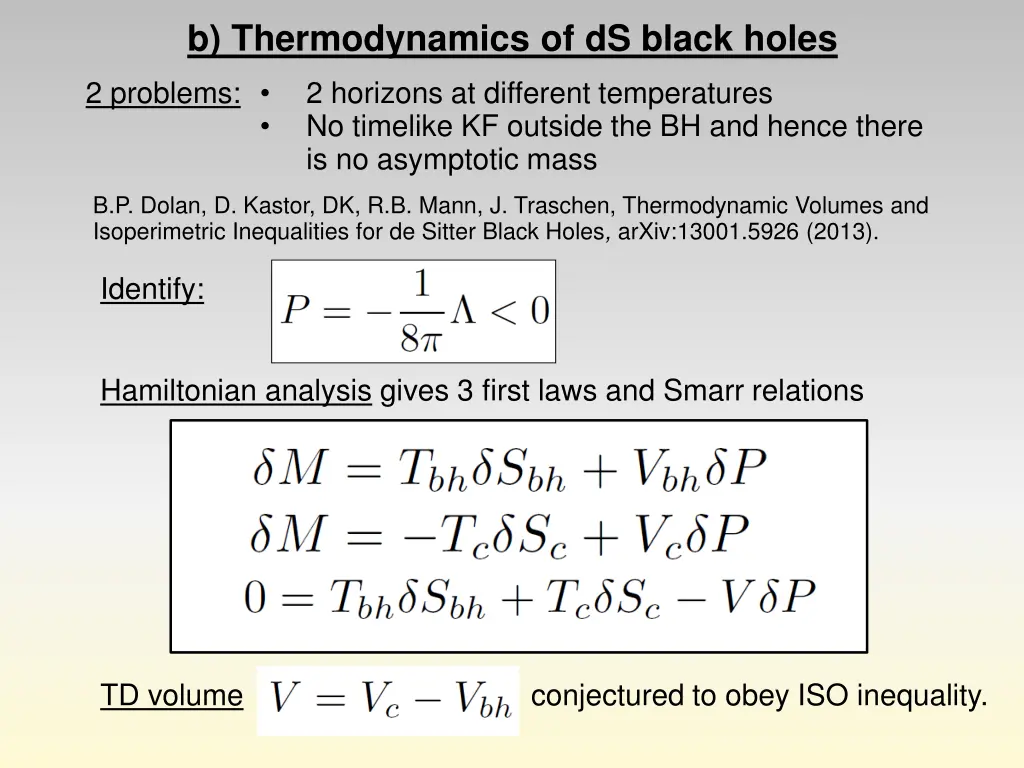 b thermodynamics of ds black holes