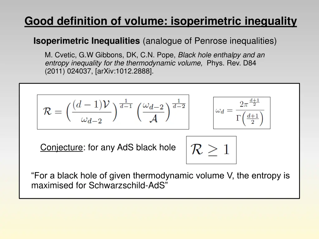 good definition of volume isoperimetric ineguality