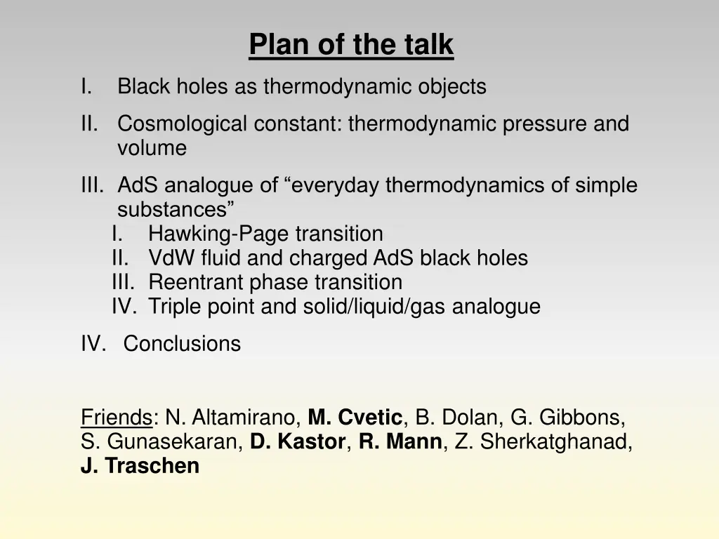 plan of the talk