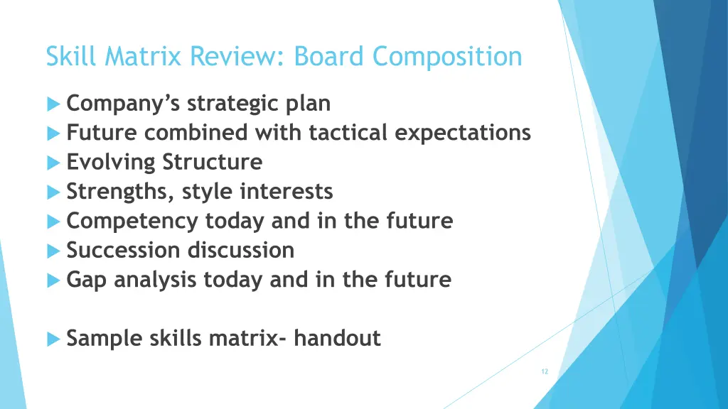 skill matrix review board composition