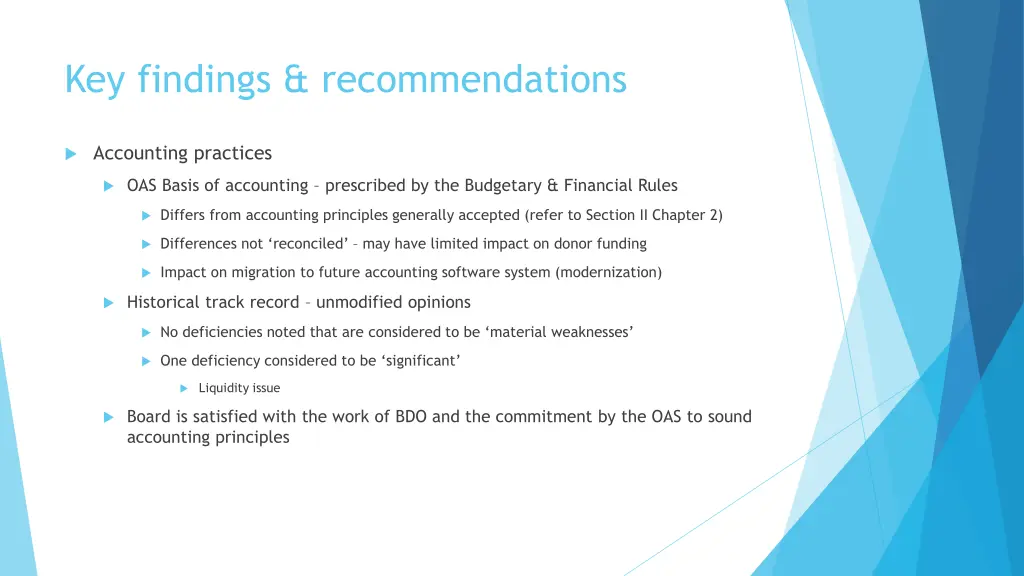 key findings recommendations